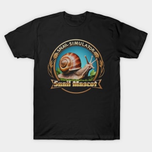 Snail Simulator Logo Funny Snail Mascot Retro T-Shirt